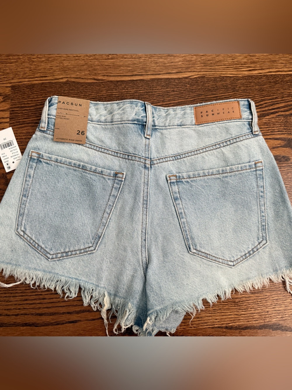 NWT New Pacsun High rise festival  Blue Denim shorts size 26 distressed 5 button